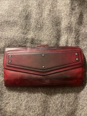 Vintage Yves Saint Laurent studded leather wallet red